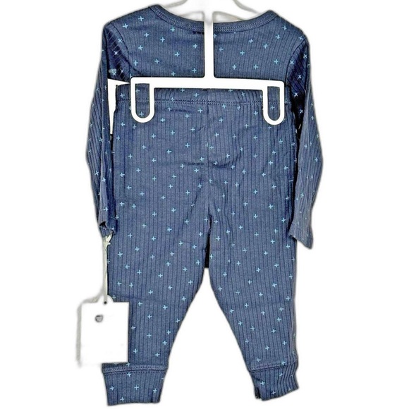 Cloud Island Baby Boy Blue 2pc Wide Ribbed Soft Top & Bottom Set Size 3-6M NEW! - Picture 3 of 9